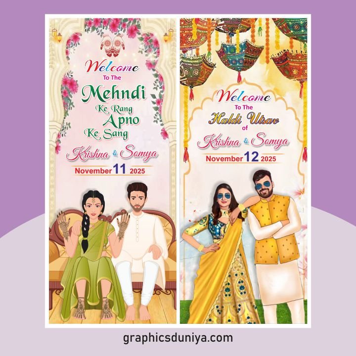 Mehndi-Haldi Ceremony Standee Design cdr file Mehndi-Haldi Ceremony Standee Design cdr file - Image 1