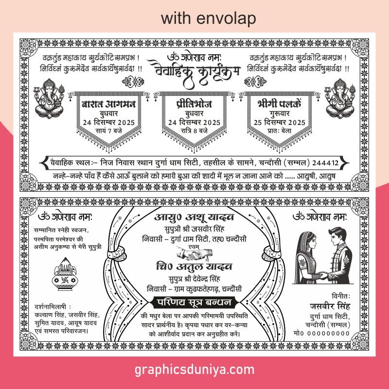 Shadi Card Lagan Patrika Design cdr file Shadi Card Lagan Patrika Design cdr file - Image 1